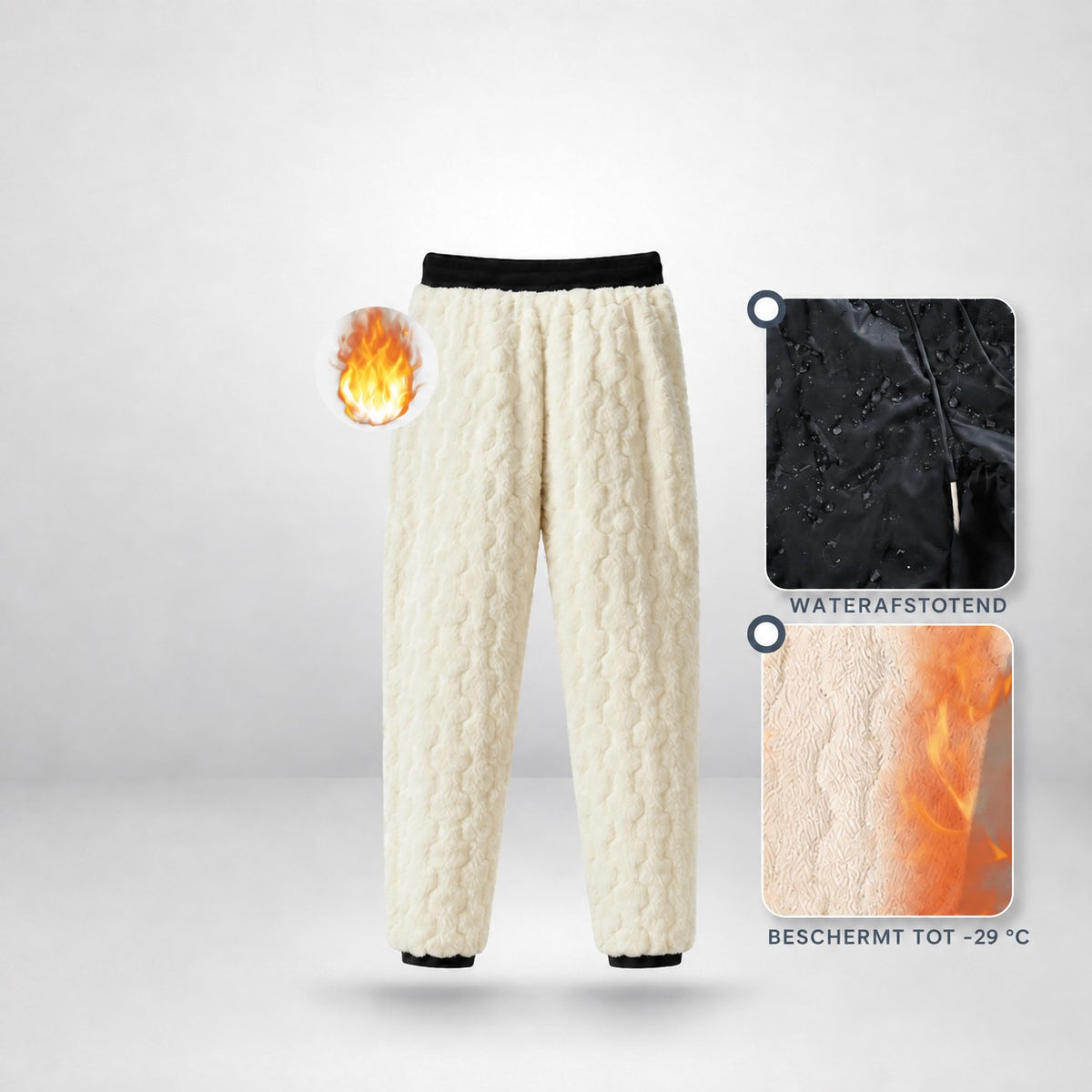 PolarPants Pro binnenstebuiten: waterafstotend en fleece gevoerd